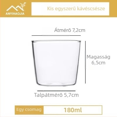 Boroszilikát üvegből készült kávéscsésze fogantyú nélkül, könnyű, fagyasztásra alkalmas, hőálló és melegíthető