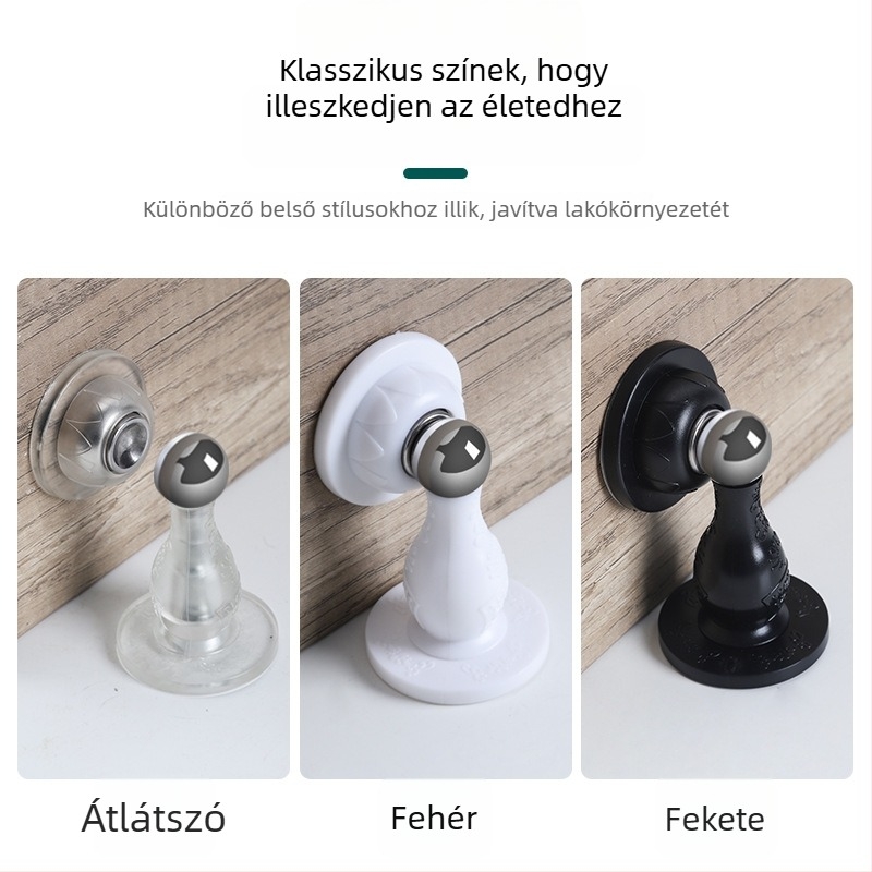 Fúrás nélküli mágneses ajtó stopper, szilikon gumi, falra szerelhető, csendes, hálószoba és fürdőszoba