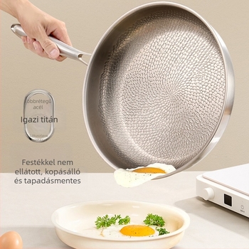 Titán serpenyő – bevonat nélküli, többrétegű alj, üvegfedő, minden égő típushoz alkalmas