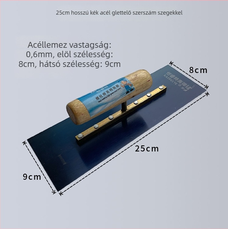 Gletkés vastagított acél pengével falak glettelésére és javítására