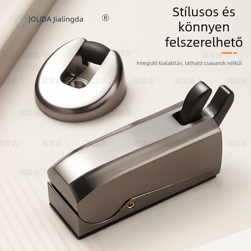 Padlóra szerelhető hidraulikus ajtócsillapító, cinkötvözetből, automatikus működés, elektroplát bevonattal, fürdőszobai használatra