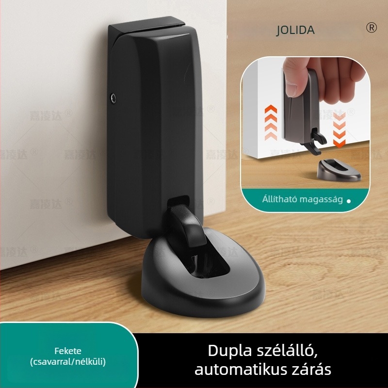 Padlóra szerelhető hidraulikus ajtócsillapító, cinkötvözetből, automatikus működés, elektroplát bevonattal, fürdőszobai használatra