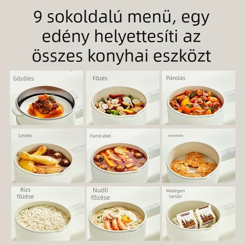Elektromos főzőedény, kapacitás 2,1–4 L, mikroprocesszoros működtetés, 2 rétegű kivitel, belső tartály más anyagból, szigetelés, időzítő, gyors gőz