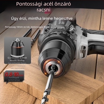 Szénkefe nélküli kézi fúró, nagy teljesítményű, kétforrásos tápegység (töltés vagy hálózati csatlakozás), Li-ion akkumulátorral újratölthető, és többcélú elektromos csavarhúzó