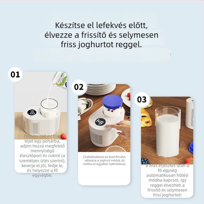 Intelligens joghurtkészítő fermentálással, hűtéssel és melegítéssel – három az egyben otthoni használatra.
