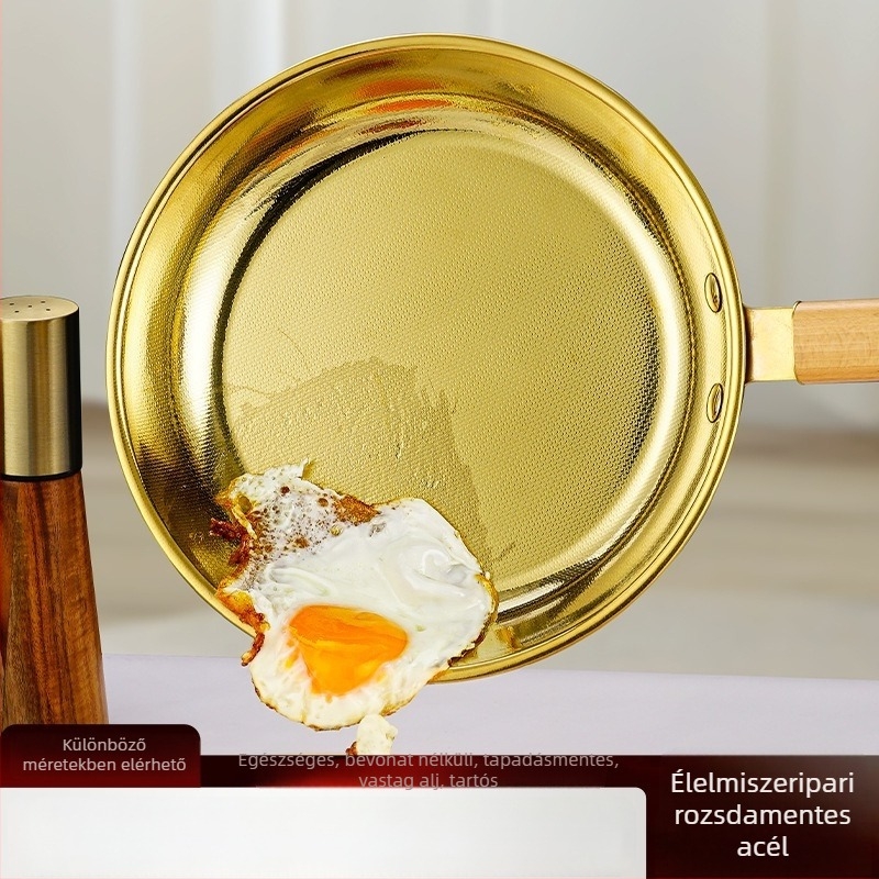 Rozsdamentes acélból készült tapadásmentes serpenyő, gáztűzhelyhez és indukciós főzőlaphoz kompatibilis, 3 cm mély.