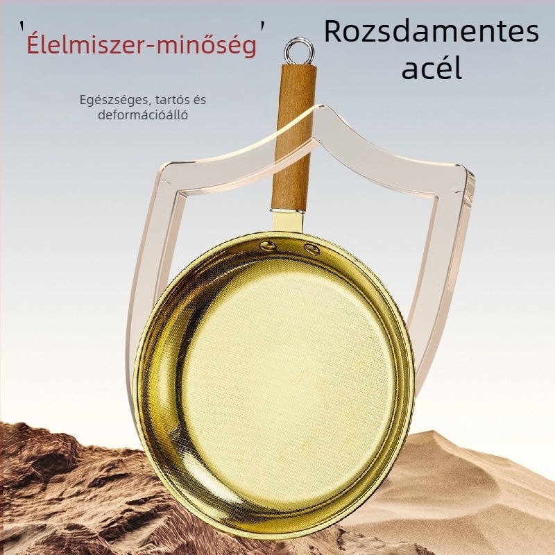 Rozsdamentes acélból készült tapadásmentes serpenyő, gáztűzhelyhez és indukciós főzőlaphoz kompatibilis, 3 cm mély.