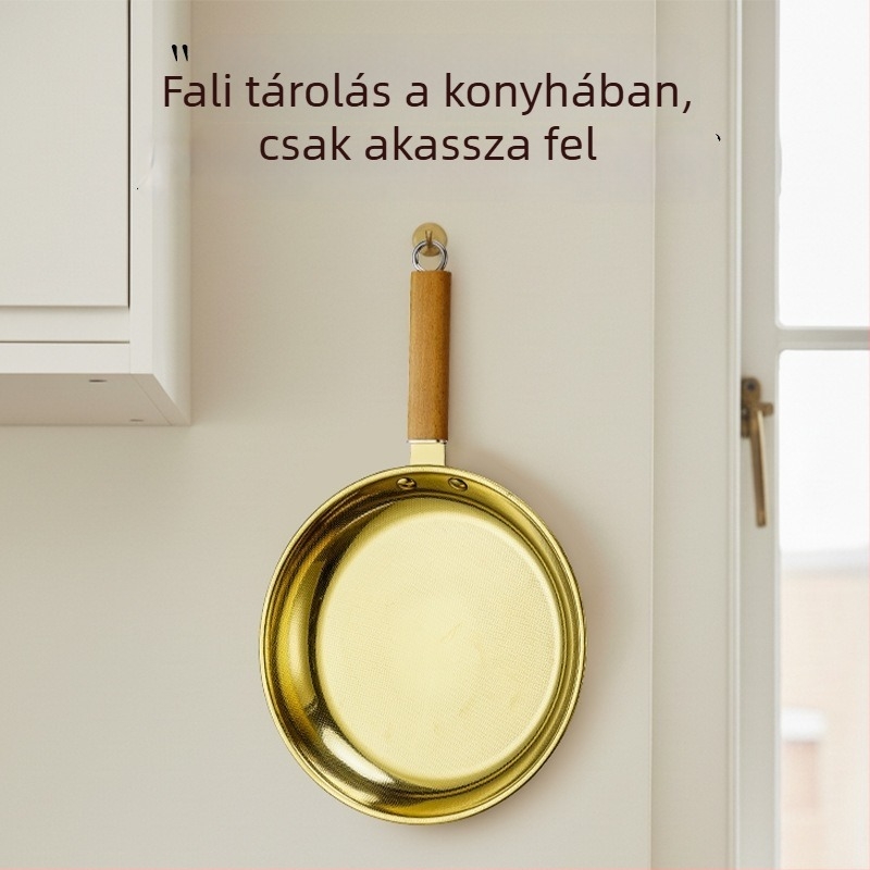 Rozsdamentes acélból készült tapadásmentes serpenyő, gáztűzhelyhez és indukciós főzőlaphoz kompatibilis, 3 cm mély.