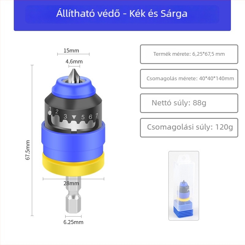 Gipszkartonhoz való bit állítható mélységgel, elektromos csavarlokátor és pneumatikus kuplung, 40Cr acél