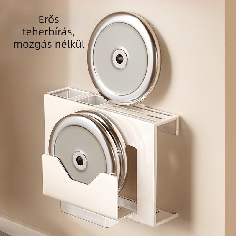 Fali késállvány beépített vágódeszkával – Multifunkcionális konyhai tároló, szénacél, modern minimalist dizájn