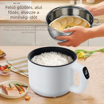 Többfunkciós elektromos főzőedény, kapacitás legfeljebb 2 L, 2–3 személy részére; belső edény alumínium ötvözetből; mikroprocesszoros és gombos vezérlés; funkciók: gyors gőzölés, nincs szükség edények kiválasztására, grill és shabu-shabu.