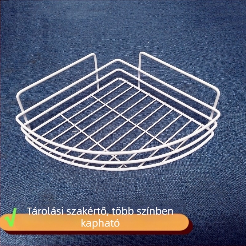 Fúrás nélküli falra szerelhető fürdőszobai polc, többfunkciós szervező és konyhai fűszereknek tárolója, háromszög alakú, rozsdamentes acélból
