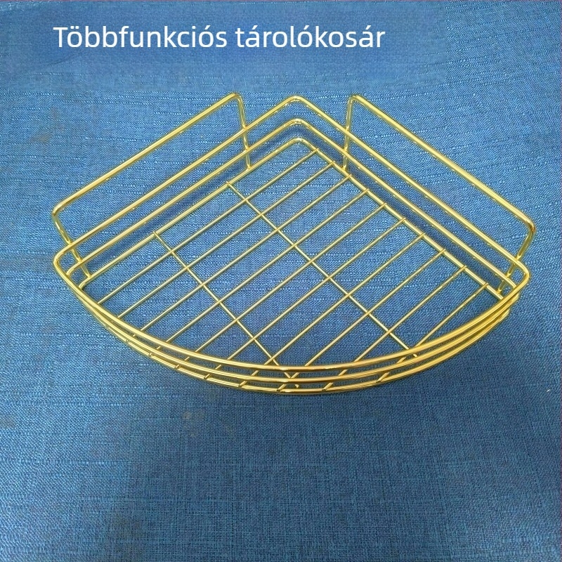 Fúrás nélküli falra szerelhető fürdőszobai polc, többfunkciós szervező és konyhai fűszereknek tárolója, háromszög alakú, rozsdamentes acélból