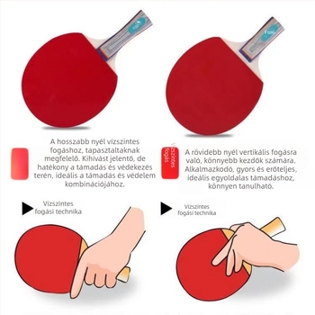 Bevezető játékosoknak szóló asztalitenisz ütő szett – kétoldalas gumi, Long-Glue gumi, PE penge, testre szabható logó