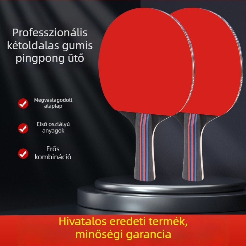 Bevezető játékosoknak szóló asztalitenisz ütő szett – kétoldalas gumi, Long-Glue gumi, PE penge, testre szabható logó