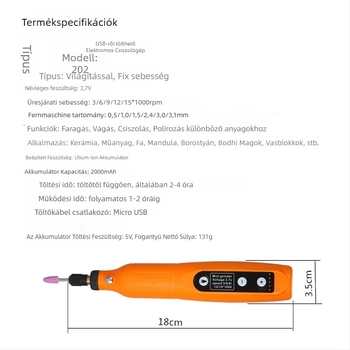 173 Mikro Elektromos Fúró – Jade Csiszolás és Polírozás Minden‑egy‑ben faipar és DIY‑hoz; újratölthető lítium akkumulátor 3,7V; öt sebesség‑szabályozás; 173 tartozék; 0,6 m kábel; nettó tömeg 0,42 kg