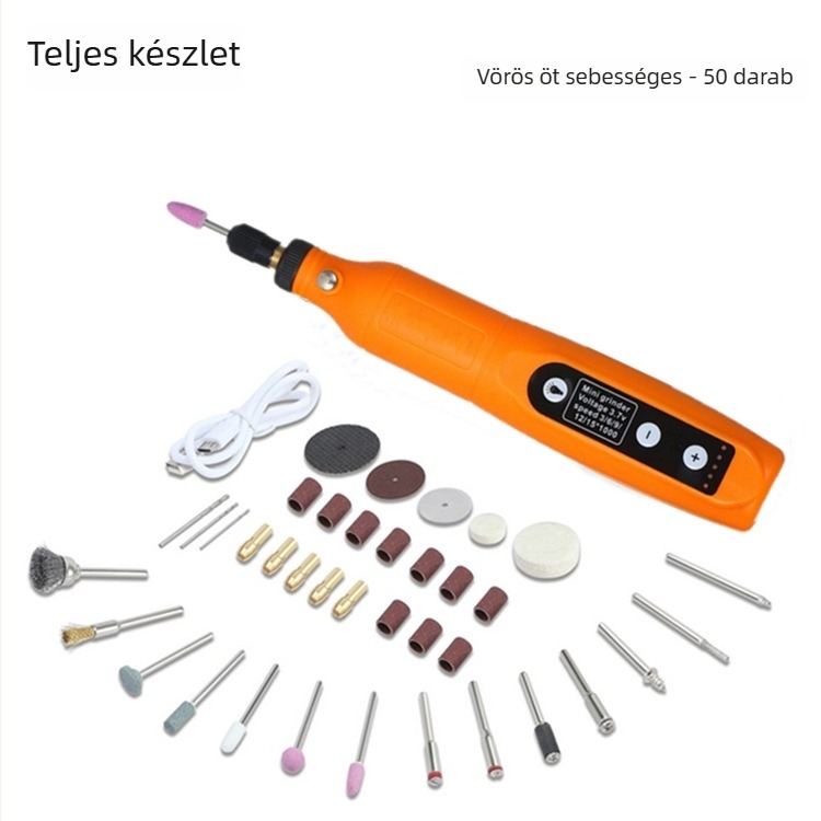 173 Mikro Elektromos Fúró – Jade Csiszolás és Polírozás Minden‑egy‑ben faipar és DIY‑hoz; újratölthető lítium akkumulátor 3,7V; öt sebesség‑szabályozás; 173 tartozék; 0,6 m kábel; nettó tömeg 0,42 kg