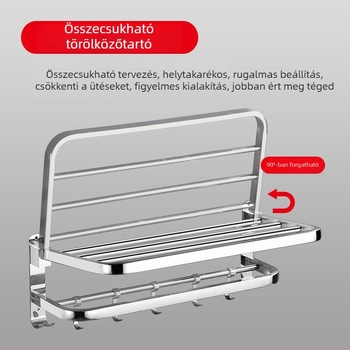 Rozsdamentes acél fürdőszobai törölközőtartó, modern stílus, öt darabos készlet