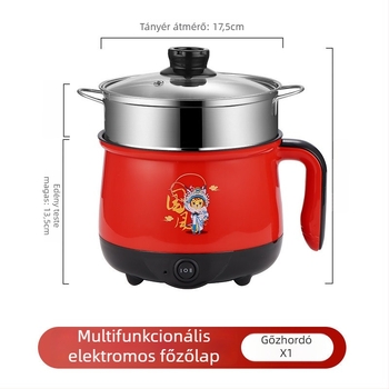 Többfunkciós elektromos főzőedény kerámia belsővel, kétszintes gőzölő, gombos vezérlés, 220V, súly 3 kg alatt