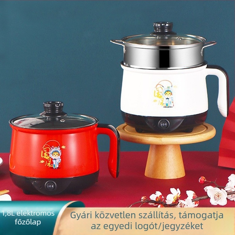 Többfunkciós elektromos főzőedény kerámia belsővel, kétszintes gőzölő, gombos vezérlés, 220V, súly 3 kg alatt