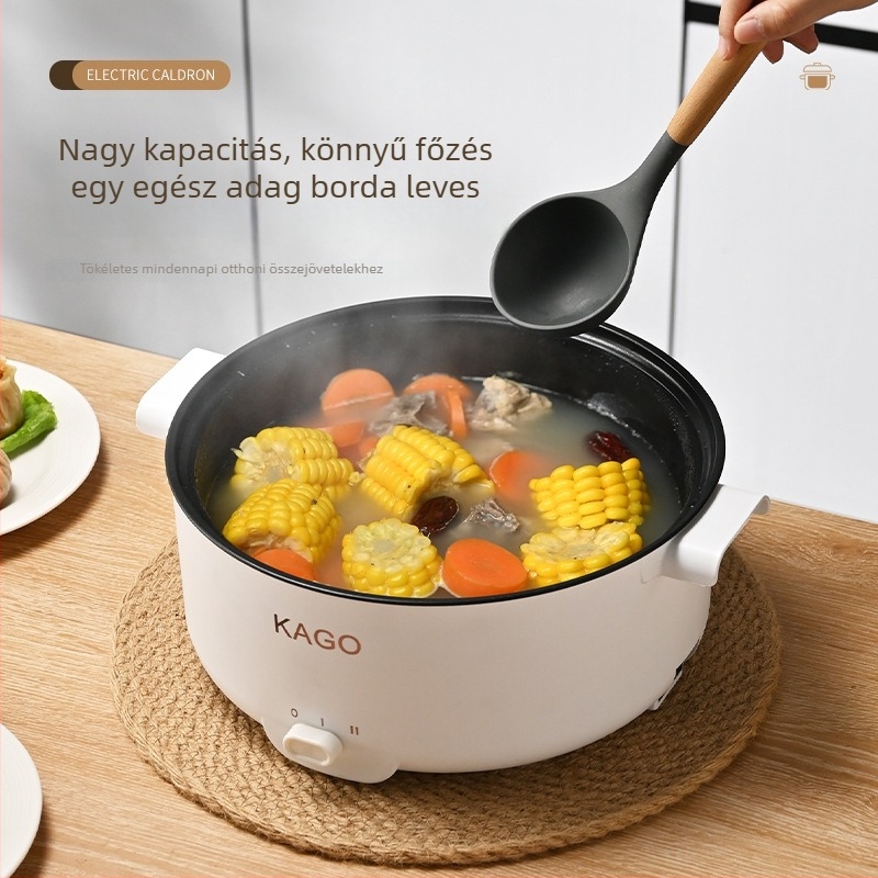 Nagy kapacitású elektromos forró fazék, 800W, 2–3 L, belső edény rozsdamentes acélból, többfunkciós: főzés, pörkölt, lassú főzés, forró fazék, száraz égés elleni funkció