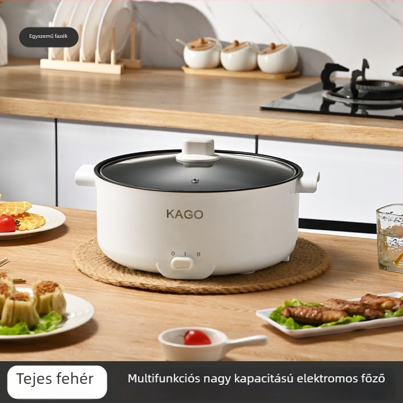 Nagy kapacitású elektromos forró fazék, 800W, 2–3 L, belső edény rozsdamentes acélból, többfunkciós: főzés, pörkölt, lassú főzés, forró fazék, száraz égés elleni funkció