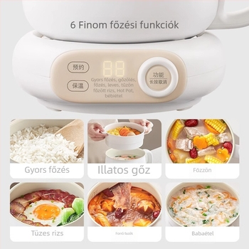 IH osztott rizsfőző gőzölési funkcióval, mikroprocesszoros vezérlés, levehető, nem tapadó belső tál, kapacitás ≤2 L, 2–3 személyre