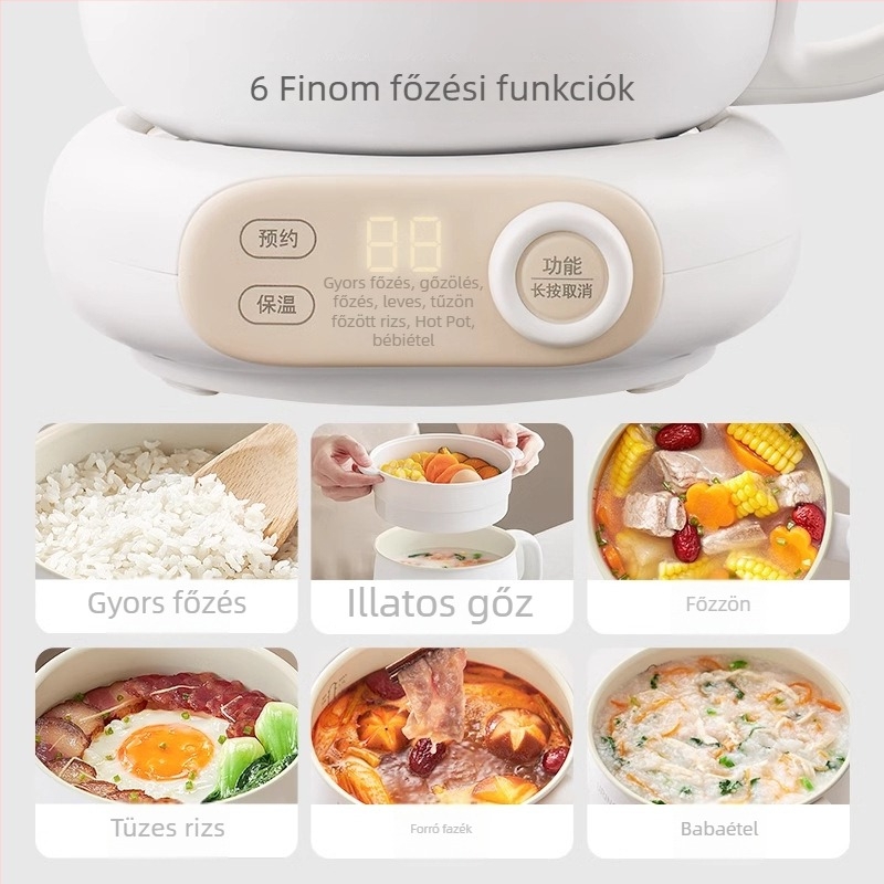 IH osztott rizsfőző gőzölési funkcióval, mikroprocesszoros vezérlés, levehető, nem tapadó belső tál, kapacitás ≤2 L, 2–3 személyre