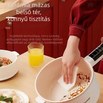 SUPERBABY GM-J/D20 elektromos mini főzőedény kollégiumhoz, 2 L kapacitás, 800 W, kerámia zománc belső, mikrocomputer-vezérlés, időzítő funkció