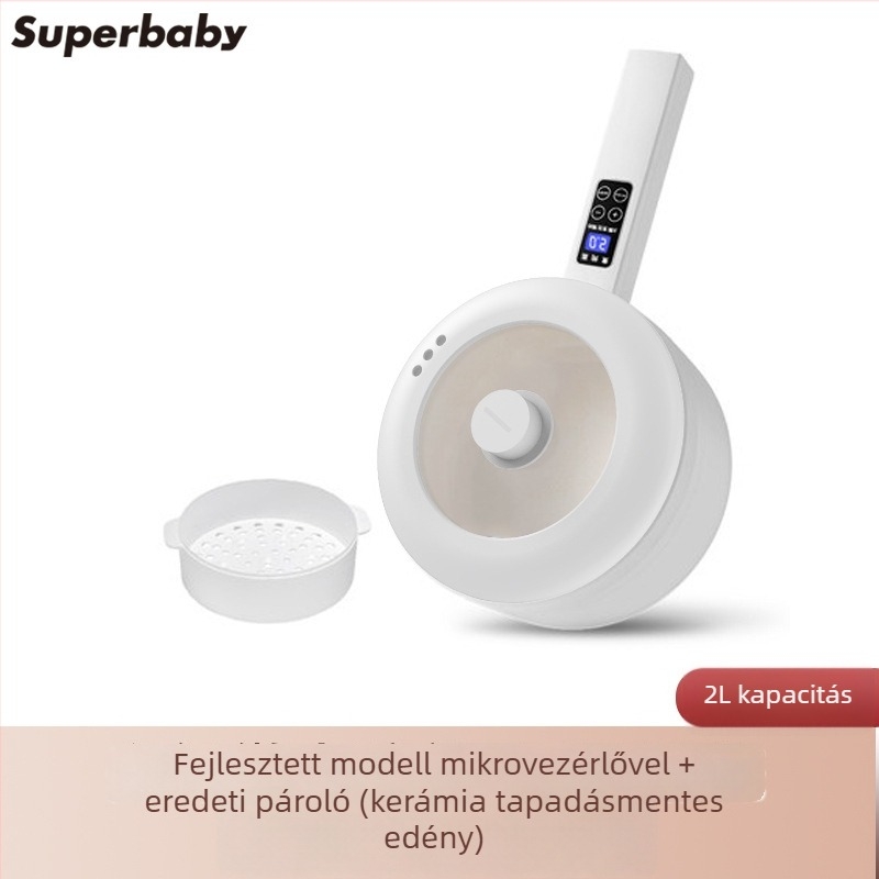 SUPERBABY GM-J/D20 elektromos mini főzőedény kollégiumhoz, 2 L kapacitás, 800 W, kerámia zománc belső, mikrocomputer-vezérlés, időzítő funkció