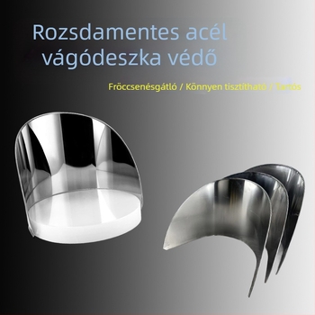 Kerek rozsdamentes acél vágódeszka élvédővel, otthoni használatra, fröccsenésálló, vastagított élvédő