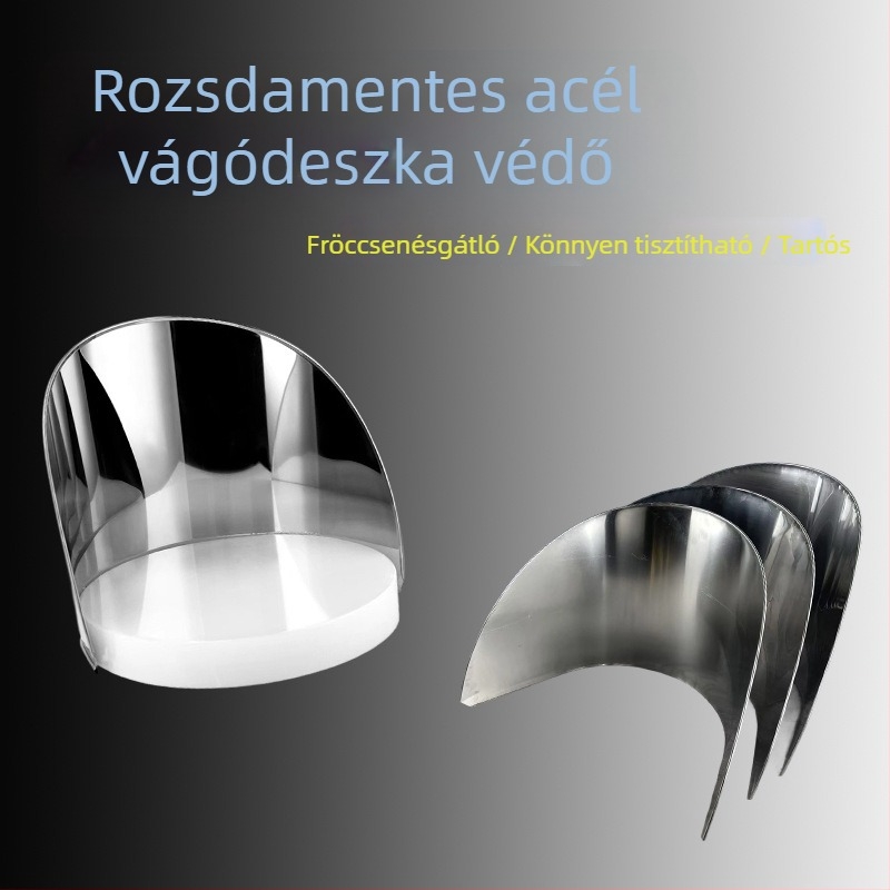 Kerek rozsdamentes acél vágódeszka élvédővel, otthoni használatra, fröccsenésálló, vastagított élvédő