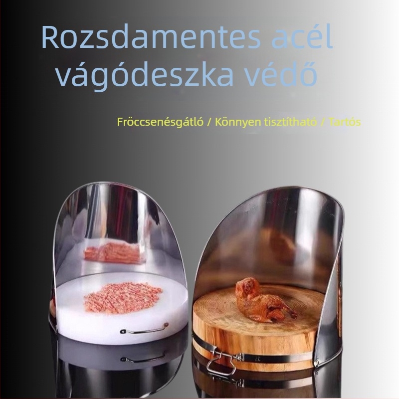 Kerek rozsdamentes acél vágódeszka élvédővel, otthoni használatra, fröccsenésálló, vastagított élvédő