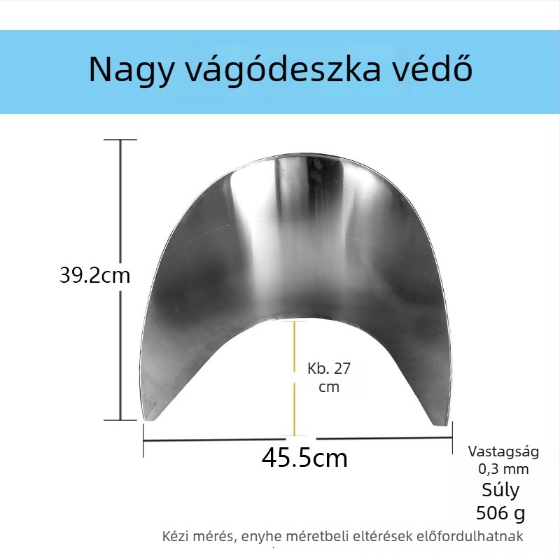 Kerek rozsdamentes acél vágódeszka élvédővel, otthoni használatra, fröccsenésálló, vastagított élvédő