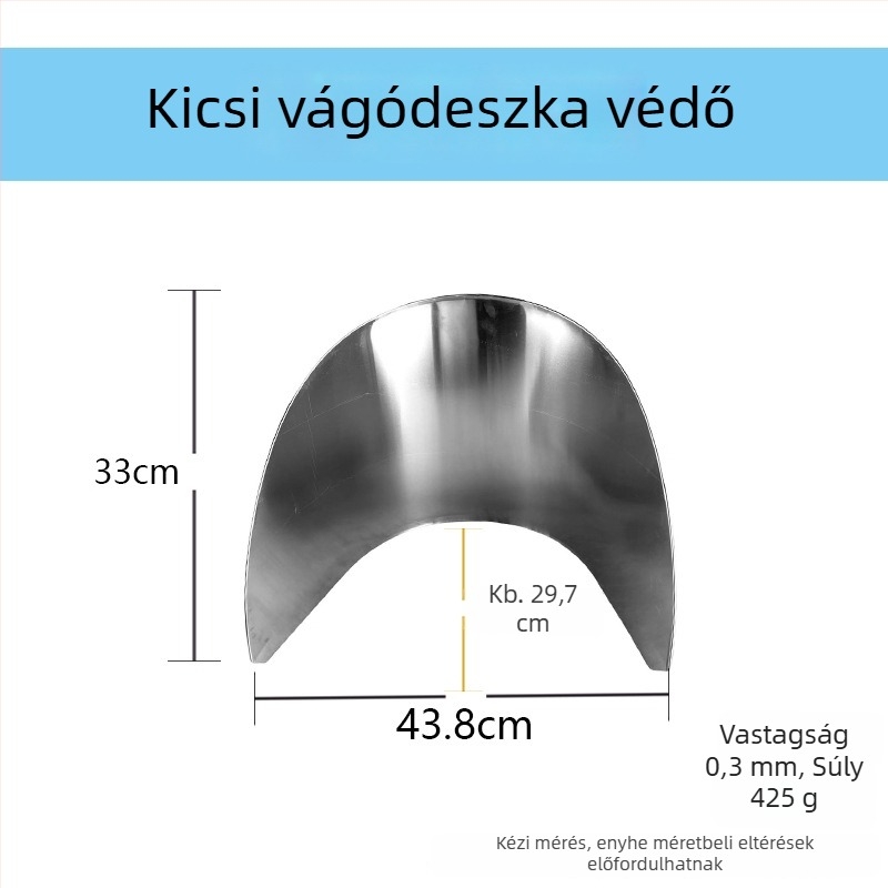 Kerek rozsdamentes acél vágódeszka élvédővel, otthoni használatra, fröccsenésálló, vastagított élvédő