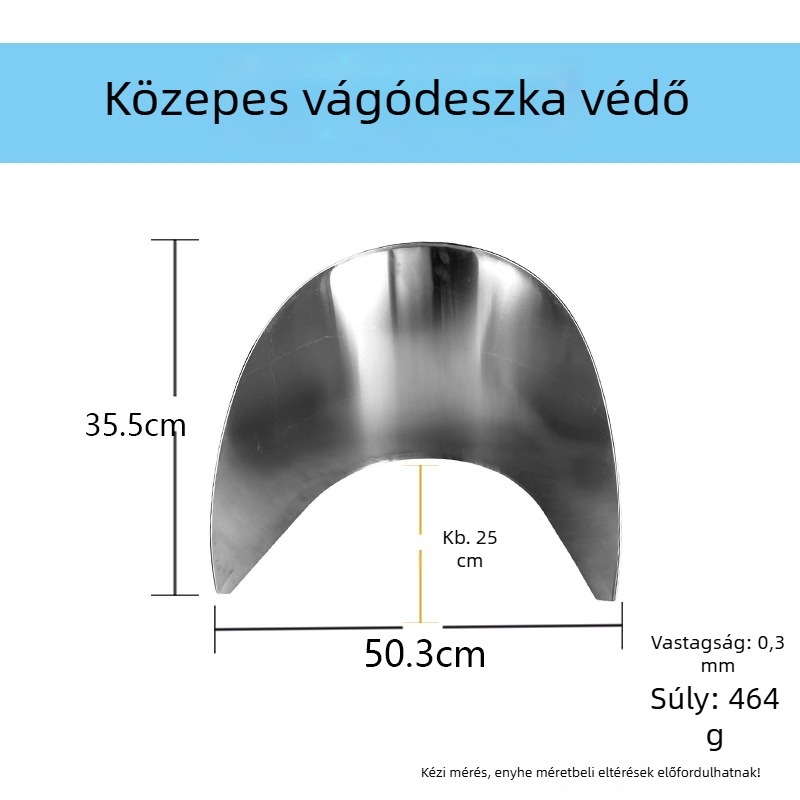 Kerek rozsdamentes acél vágódeszka élvédővel, otthoni használatra, fröccsenésálló, vastagított élvédő