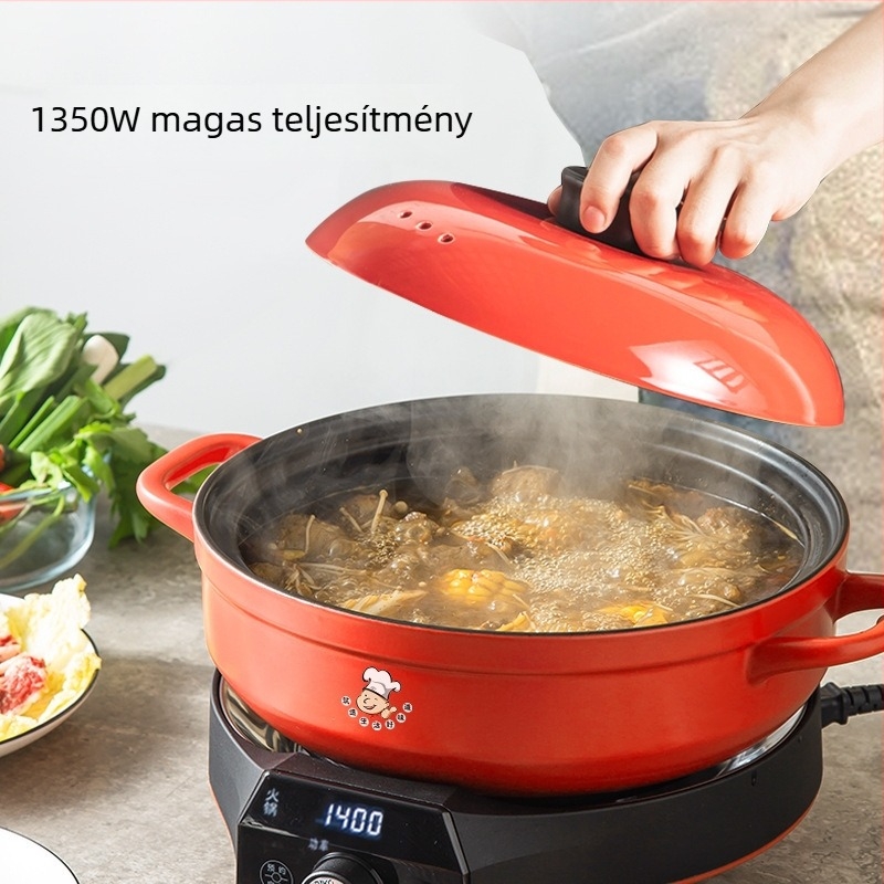 Elektromos kerámia forróedény pároló funkcióval (kapacitás 3-4 L; kerámia belső bevonat; forgó gombos vezérlés; 220 V)