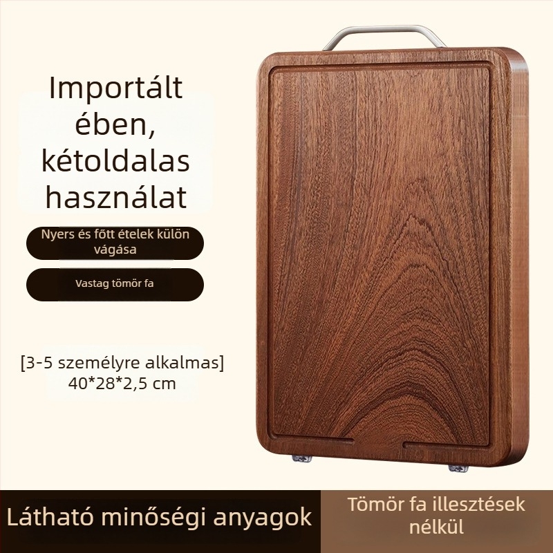 Ébenfából készült tömörfa vágódeszka otthoni használatra, antibakteriális és penészálló, konyhai célokra