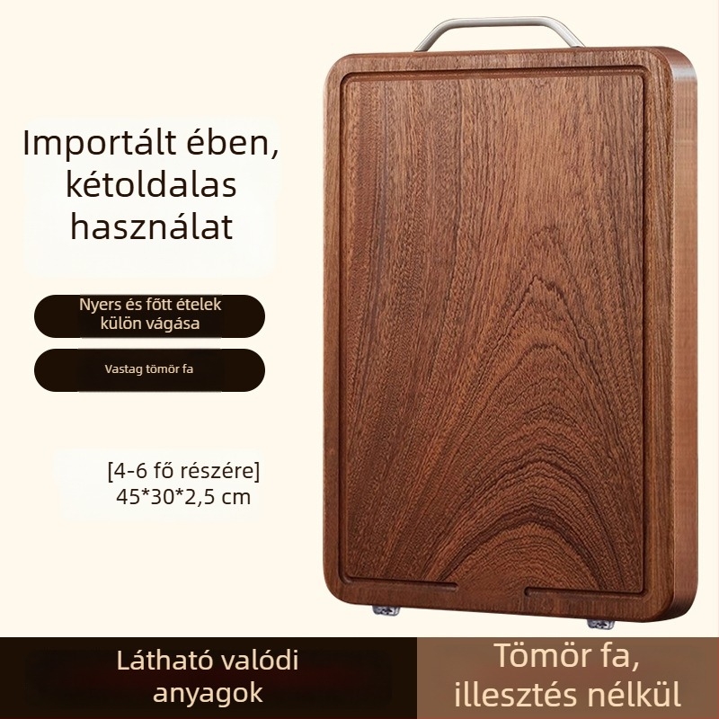 Ébenfából készült tömörfa vágódeszka otthoni használatra, antibakteriális és penészálló, konyhai célokra