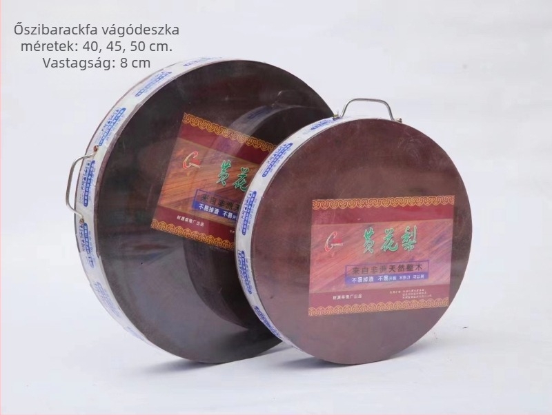 Kerek tömörfa vágódeszka, mindkét oldal használható, antibakteriális, vastított dizájn.