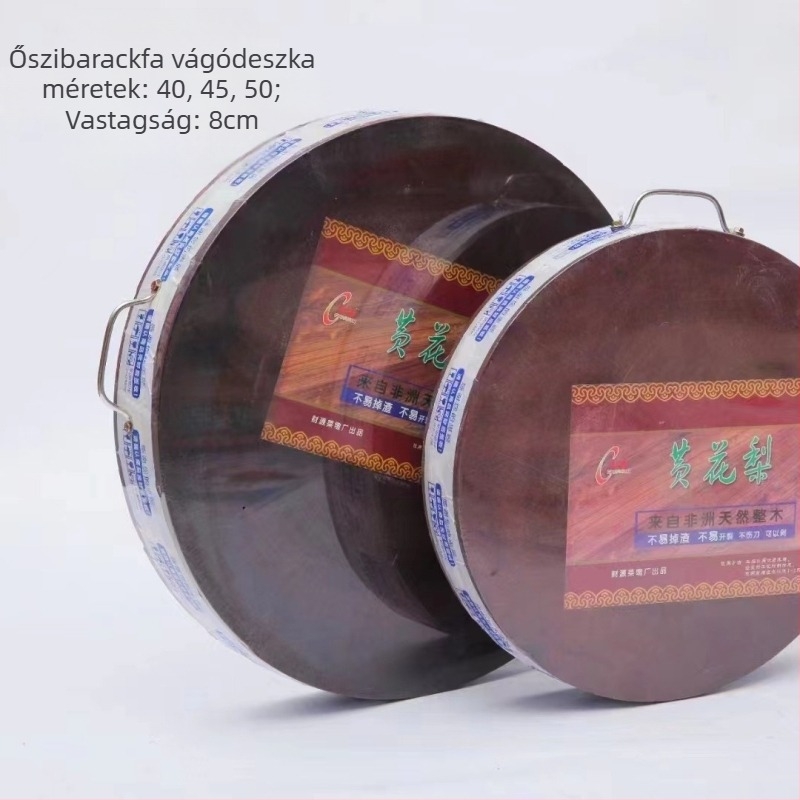 Kerek tömörfa vágódeszka, mindkét oldal használható, antibakteriális, vastított dizájn.