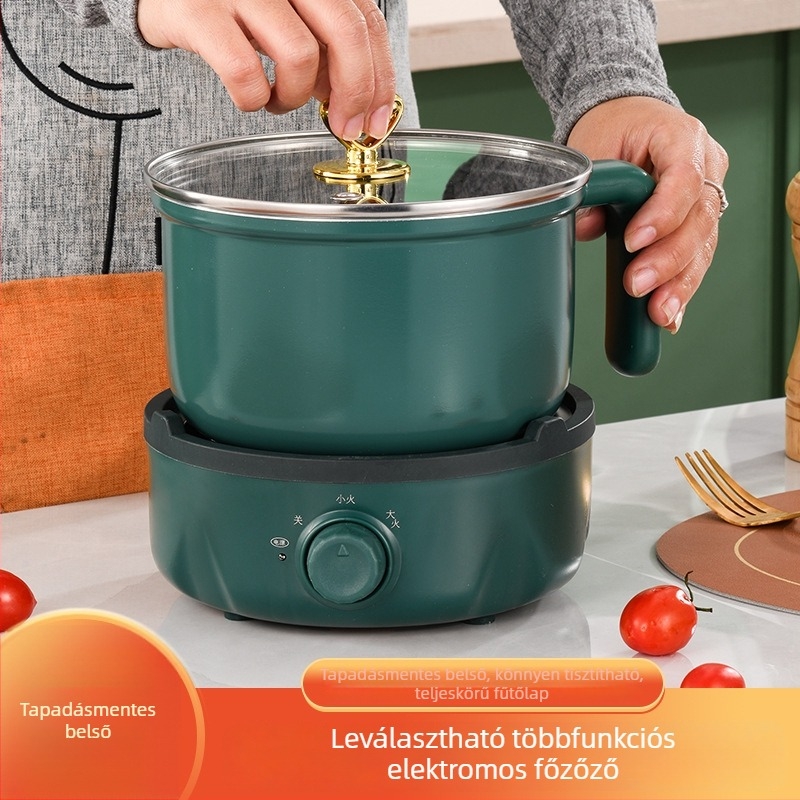 Mini elektromos forrófazék | 800W, 1–2 L kapacitás, Rozsdamentes acél belső edény, 8 cm mélység, Mechanikus vezérlés
