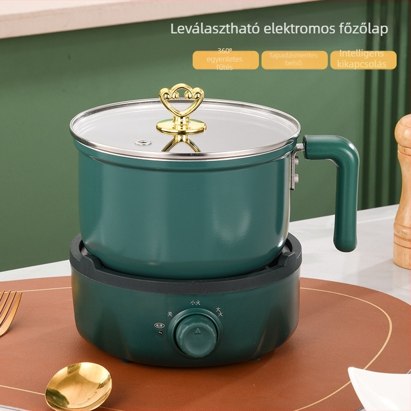 Mini elektromos forrófazék | 800W, 1–2 L kapacitás, Rozsdamentes acél belső edény, 8 cm mélység, Mechanikus vezérlés