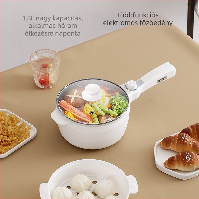Elektromos forró fazék gőzölővel, 2 literes kapacitás, tapadásmentes belső, mindent egyben, forgókapcsolóval