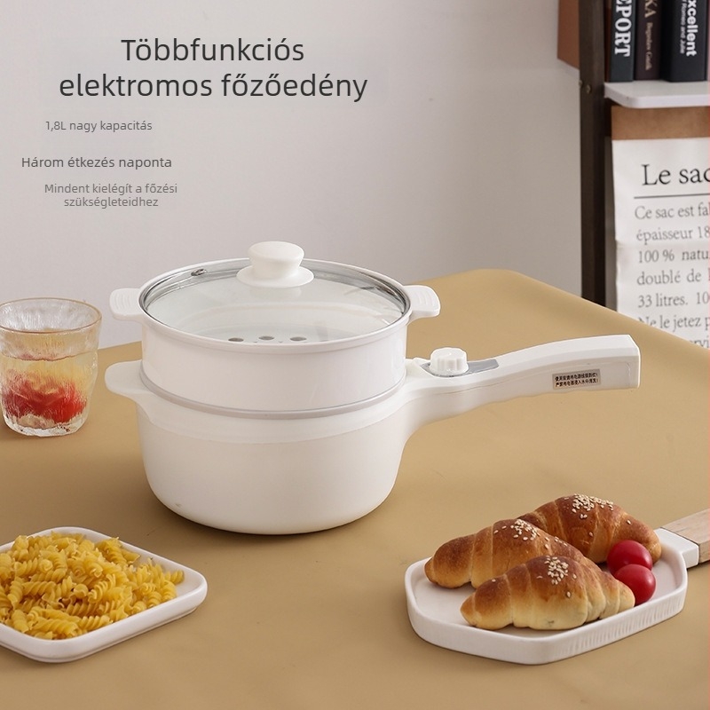 Elektromos forró fazék gőzölővel, 2 literes kapacitás, tapadásmentes belső, mindent egyben, forgókapcsolóval