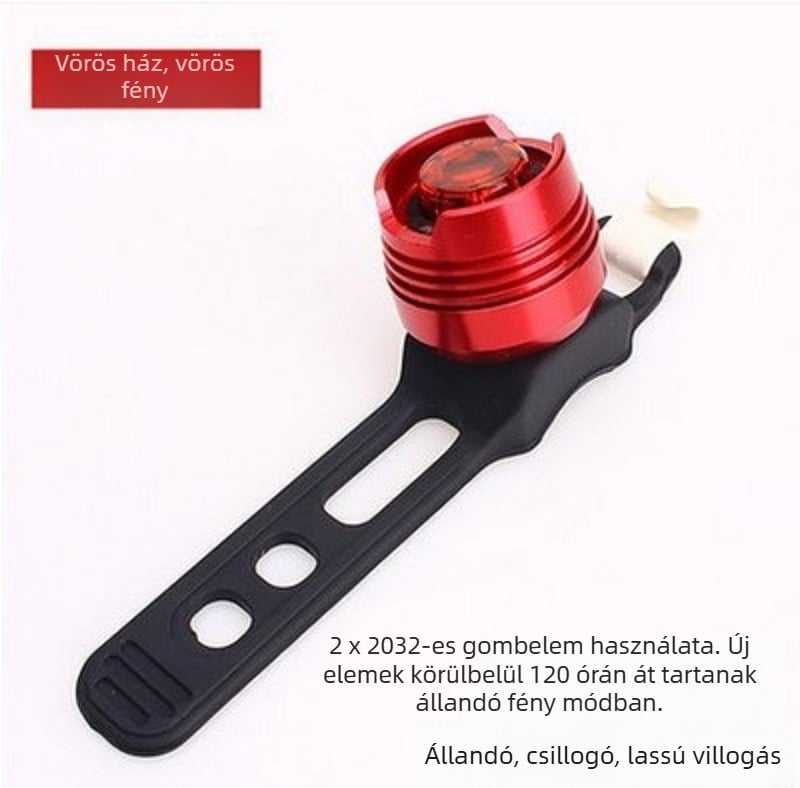 Kerékpár hátsó lámpa éjszakai kerékpározáshoz, pántos rögzítés, USB-A töltés, 150 mAh kapacitás