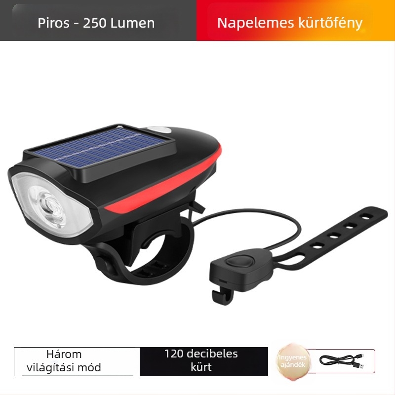 Yuuisd Joyue Napelemes USB-töltésű kerékpár elsőfénye, MTB éjszakai használathoz