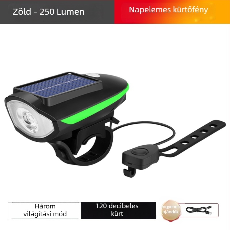 Yuuisd Joyue Napelemes USB-töltésű kerékpár elsőfénye, MTB éjszakai használathoz
