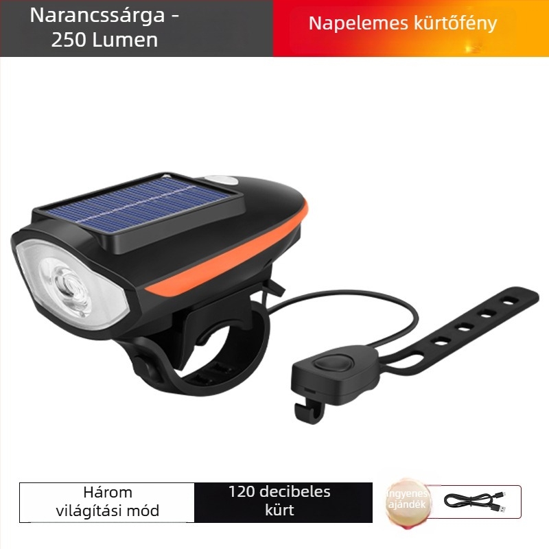 Yuuisd Joyue Napelemes USB-töltésű kerékpár elsőfénye, MTB éjszakai használathoz
