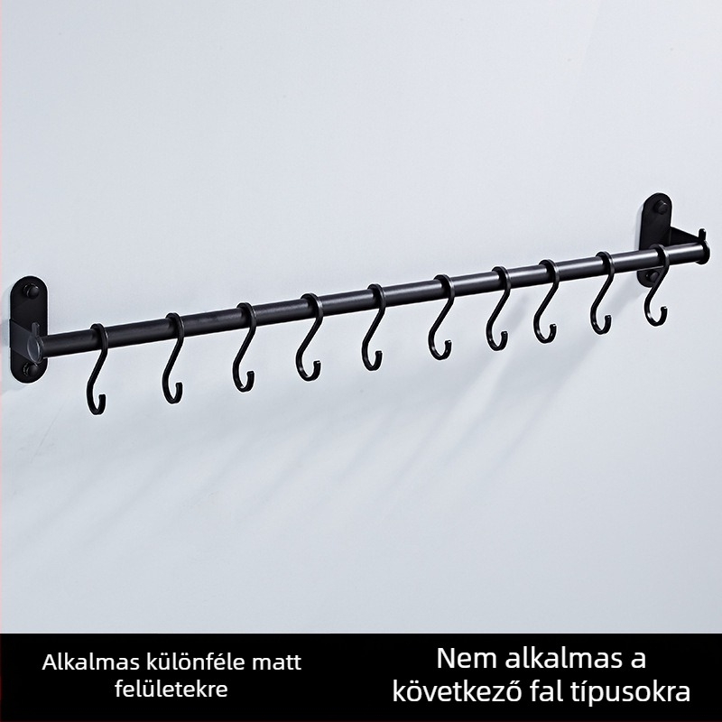 Űr-alumínium konyhai kör függő rúd – többfunkciós, telepítés nélkül, falra szerelhető tároló, modern minimalista stílus